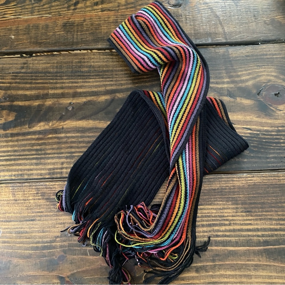 Knit rainbow colorful knit scarf - Picture 5 of 13